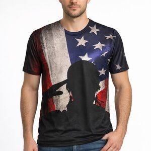GET A LIFE American Flag Soldier Graphic T Shirt Patriotic USA Mens XL